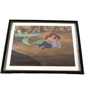 Disney Lithograph Print Little Mermaid Prince Eric Black Frame